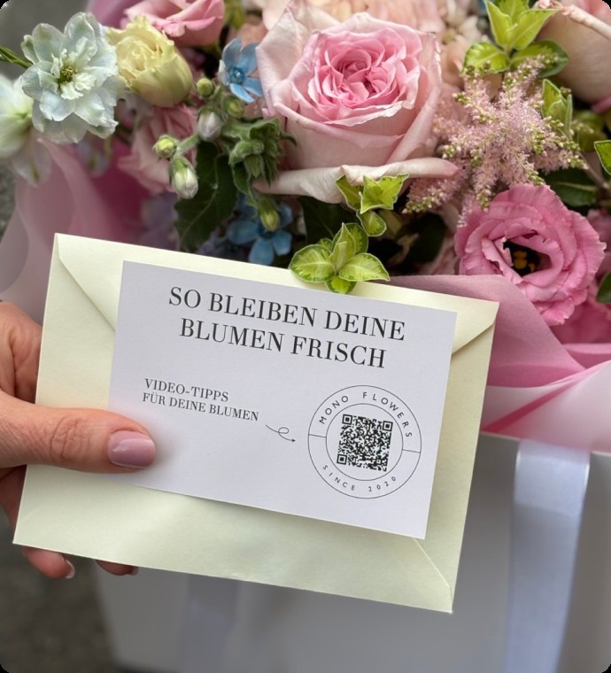 Your bouquet is ready. Inside each bouquet we include care instructions